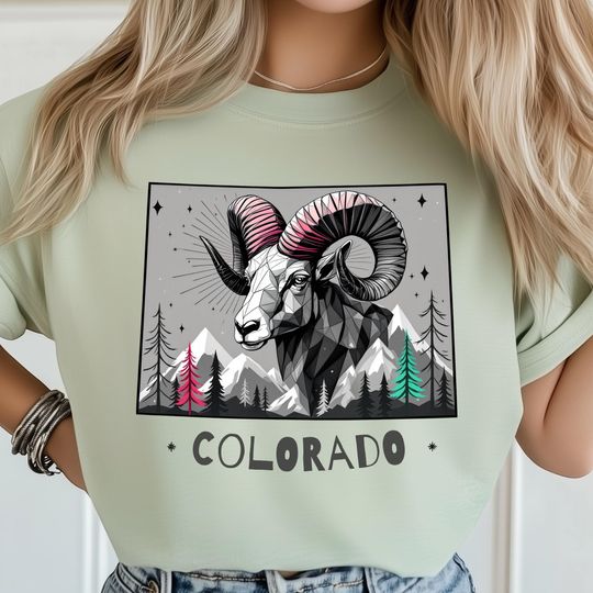 Discover Colorado State Pop Art PNG, Abstract Ram Poster, Rocky Mountain Wildlife Illustration, Scenic State Nature Print, State Shirt Sublimation