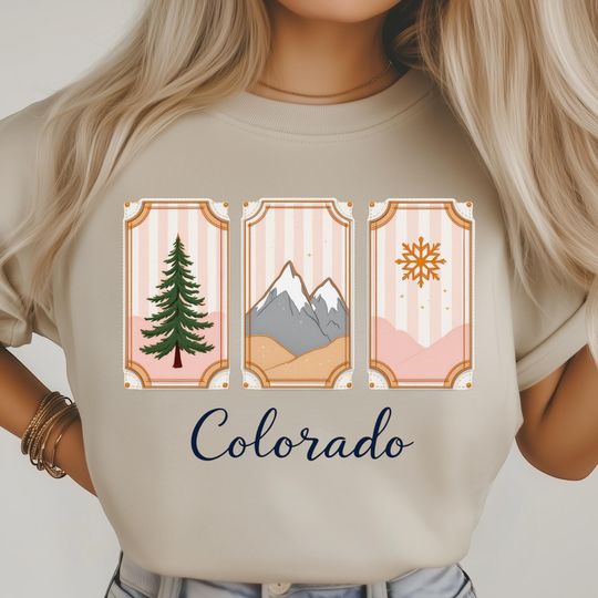 Colorado Nature T-Shirt, Mountain State, Snowflake Art Print, Evergreen Shirt Design