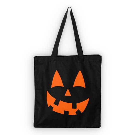 Discover Jack o' Lantern Tote Bag Halloween Pumpkin Face Handbag Trick or Treat Bag Spooky Season Costume Made To Order With Love