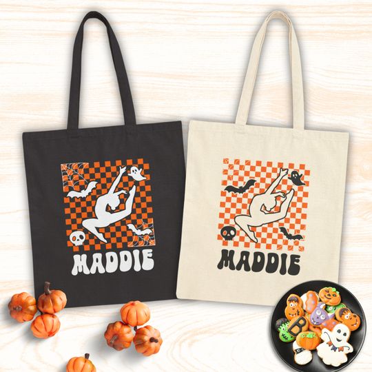 Discover Dance Personalized Trick or Treat Bag | Custom Dancer Name Spooky Halloween Tote | Girls Kids Cute Candy Sack Bucket Trick or Treating