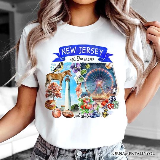 Discover Artistic New Jersey State Themes and Landmarks T-Shirt, Tee for History and Travel Lovers