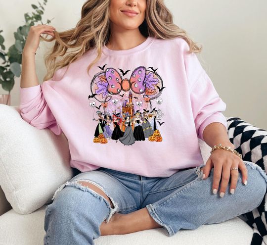 Discover Disney Princess Halloween Sweatshirt, Disney Princess Gift, Princess Characters, Minnie Princess Halloween Sweatshirt, Spooky Season