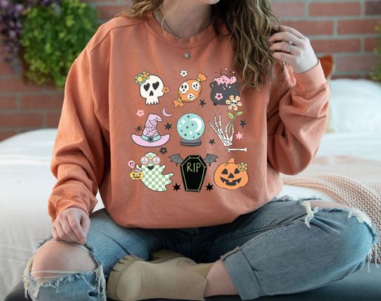 Discover Halloween Ghost Sweatshirt, Cute Halloween Sweatshirt, Spooky Season, Pumpkin Sweatshirt, Ghost Sweatshirt