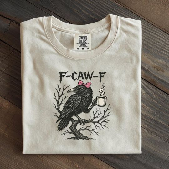 Discover Gothic Crow T-Shirt: F-Caw-F Black Bird Shirt, Funny Halloween Raven Graphic Tee