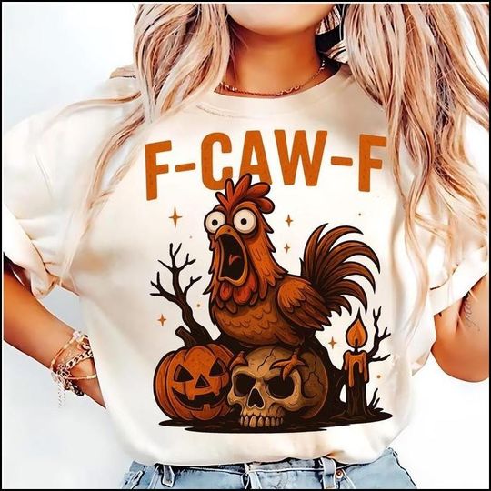 Discover F Caw F Chicken Halloween Shirt Funny Rooster Meme Shirt Bird Lovers Shirt Farm Animal Shirt Humor Shirt FCAWF Chicken Halloween