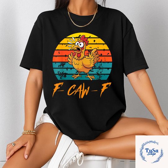Discover Funny F-Caw-F Chicken shirts, Sunset Vintage FCAWF Chicken T-Shirt