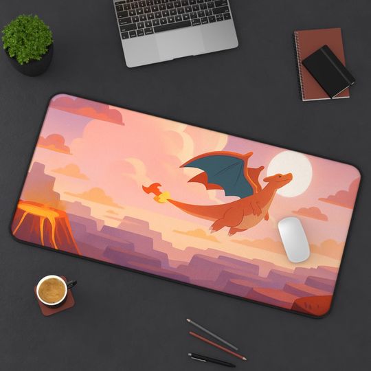 Charizard Mouse Pad PKM Inspiration 151 Dragon Adventure Office Decor