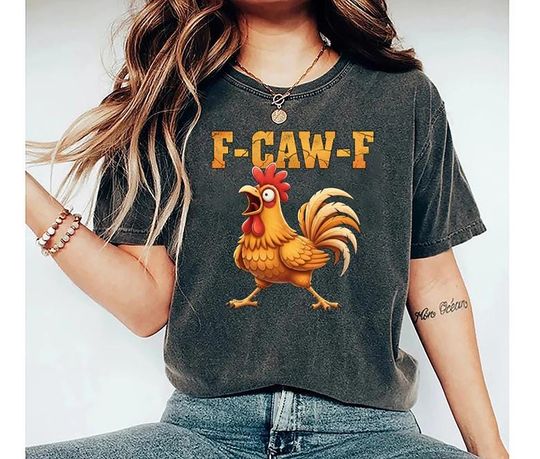 Discover Funny Rooster Meme Shirt, F-Caw-F Raven Crow Tee, Sassy Bird Lover Shirt, Moonlit Raven Graphic Top, Nature Inspired