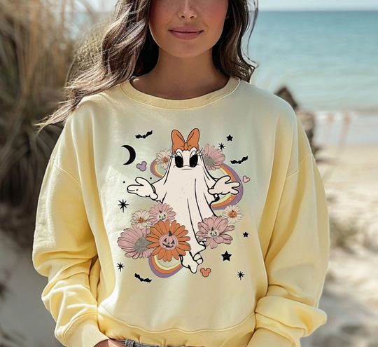 Discover Halloween Ghost Sweatshirt, Floral Ghost Sweatshirt, Spooky Season Sweater, Fall Sweatshirt