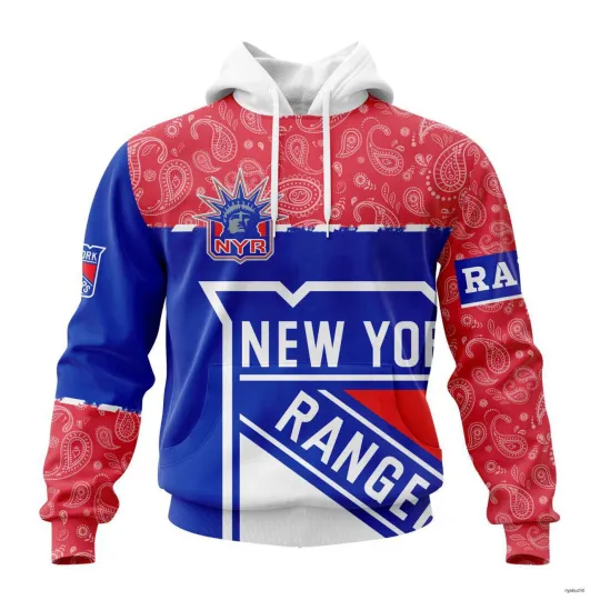 Personalized New York Hockey Team Hoodie Pullover Paisley Hockey Team Sweatshirt