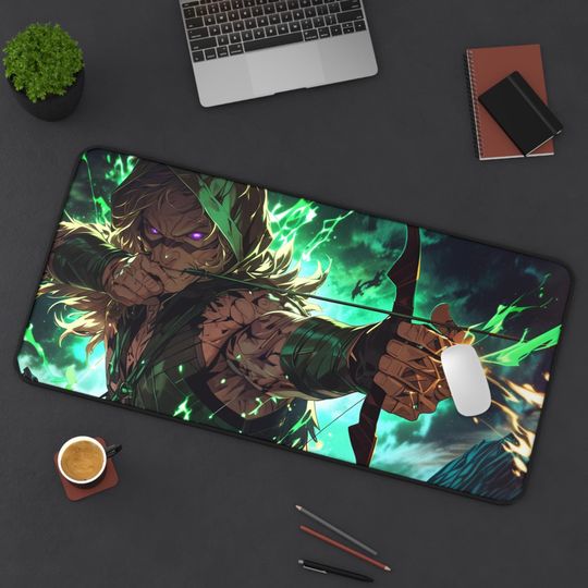 Discover Green Arrow Desk Mat - Gaming & Office Mouse Pad, Unique Desk Accessories, Desk Organization
