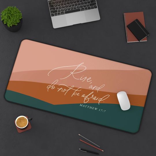 Discover Bible Verse Mouse Pad Desk Mat - Rise and Do Not Be Afraid, Workspace Decor, Motivational Mousepad, Office Gift, Faith-Based Desk Accessory