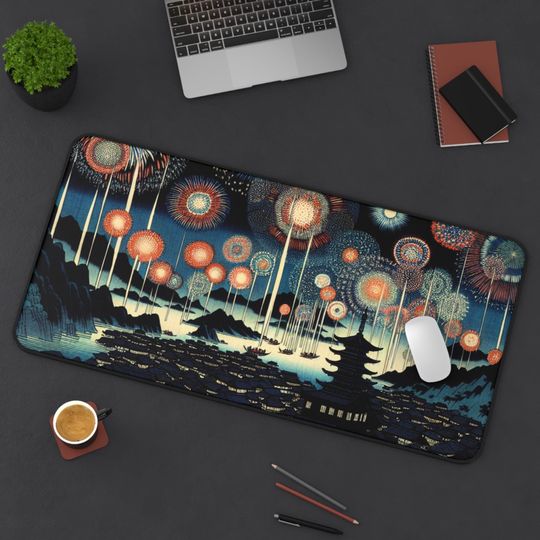 Discover Fireworks Design Mouse Pad, Desk Accessory, Office Decor, Gaming Mat, Personalized Gift, Home Office
