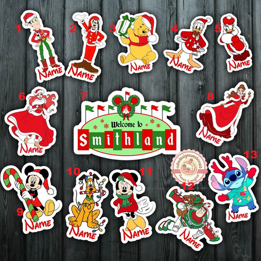 Personalized All Characters Disney Christmas Cruise Magnet, Mickey & Friends Princess Stitch Xmas Magnet, Very Merry Time Cruise 2025 Magnet