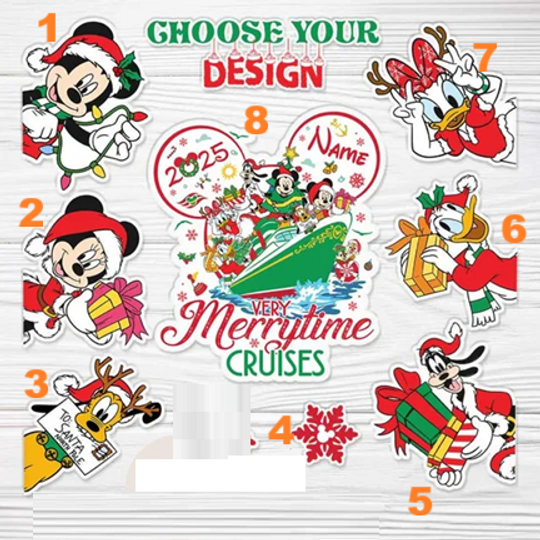 All characters Disney Cruise Line Christmas magnet, Very Merrytime Cruises magnet, Mickey Stitch Minnie Pooh Toy Story Princess magnet