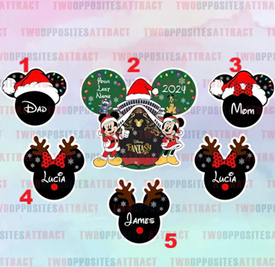 Personalized BUNDLE Christmas Cruise Door Magnet: Santa Mickey, Sailing Gift