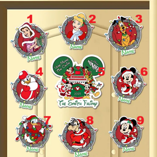 Personalized All Characters Disney Christmas Cruise Magnet, Mickey & Friends Princess Stitch Xmas Magnet, Very Merry Time Cruise 2025 Magnet