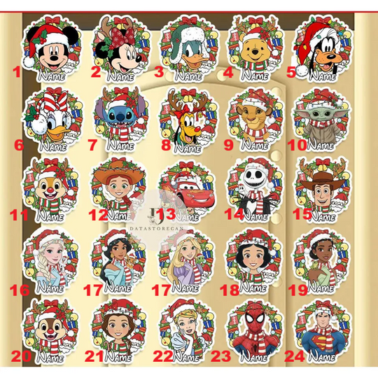 All characters Disney Christmas wreath magnet, Mickey & friends Disney Cruise Line Christmas magnet, Very Merrytime Cruises magnet