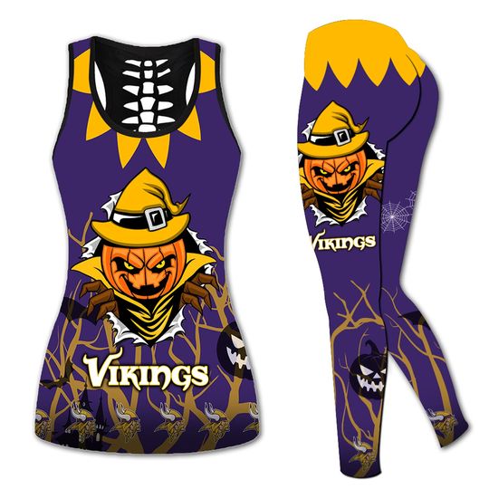 Minnesota Vikings Pumpkin Halloween All Over Print 3D Tank Top Leggings Perfect Gift For Halloween