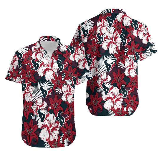 Houston Football Team Texanss Hawaiian Button Down Shirt