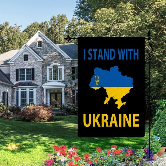 I Stand With Ukraine Garden Flag Ukraine
