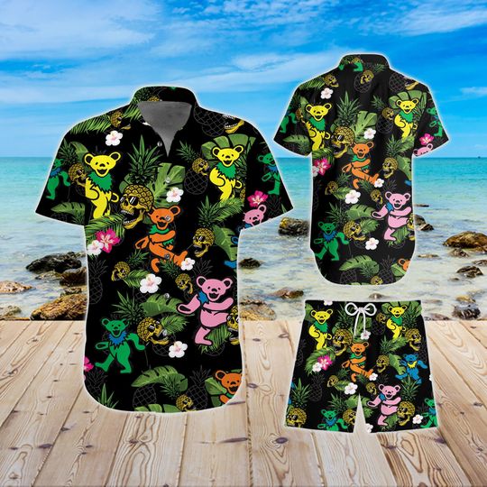 Grateful Dead Bear Skull Pineapple Hawaii Shirt
