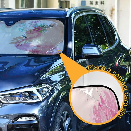 Flamingo Flowers Car Windshield Sun Shade Foldable Reflector
