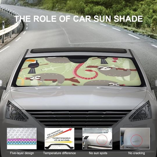 Cute Rain Forest Animals Sloth Car Windshield