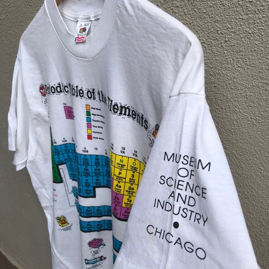 Vintage 90s PERIODIC TABLE element art tee