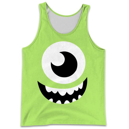 Green Monster Mike Wazowski Full Print Disney Cartoon 3D Tank Top