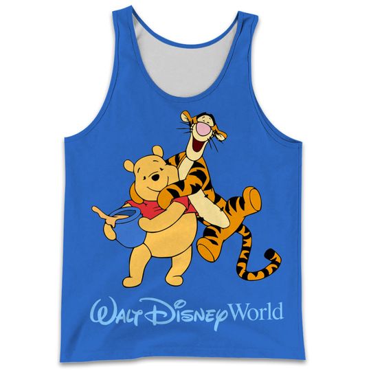 Blue Pooh And Tigger Full Print Disney Cartoon 3D Tank Top