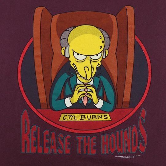 vintage 1999 The Simpsons C.M. Burns Release The Hounds Shirt
