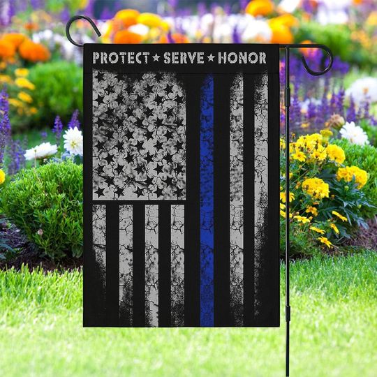 Thin Blue Line Garden Flag Law Enforcement Blue Lives Matter Flags