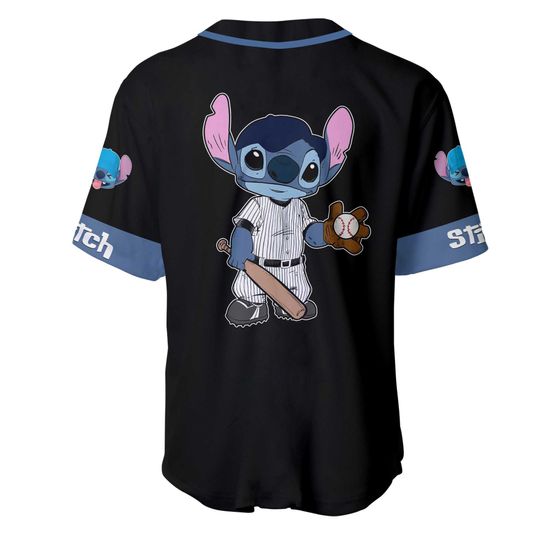 Stitch Blue Black Disney Custom Baseball Jersey