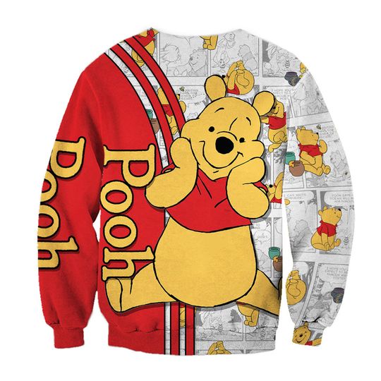 Winnie Pooh Red Comic Book Patterns Disney 3D Sweatshirt