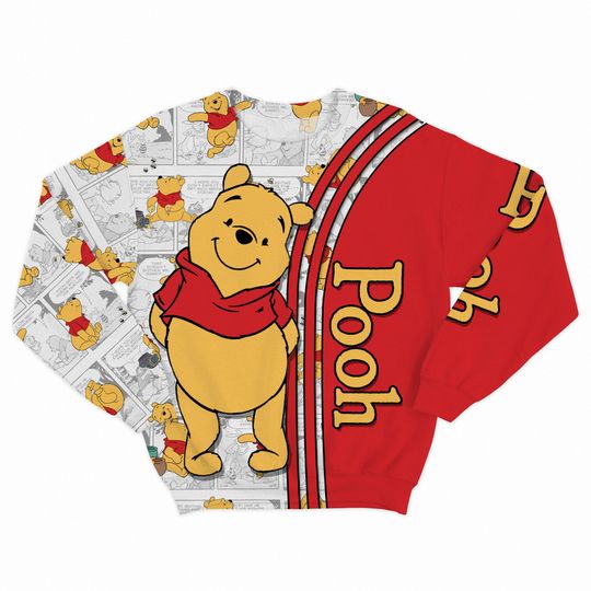 Winnie Pooh Red Comic Book Patterns Disney 3D Sweatshirt