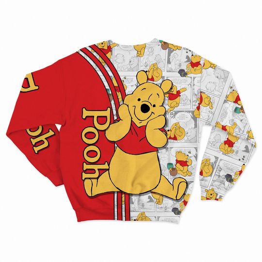Winnie Pooh Red Comic Book Patterns Disney 3D Sweatshirt