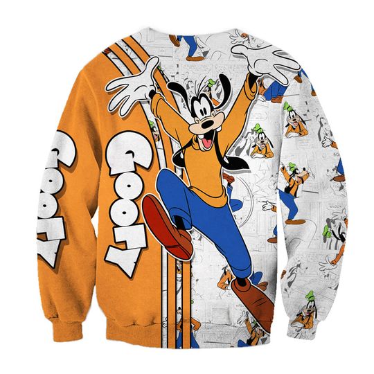 Goofy Orange Comic Book Patterns Disney 3D Sweatshirt