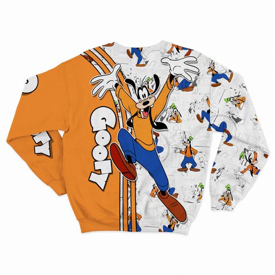 Goofy Orange Comic Book Patterns Disney 3D Sweatshirt
