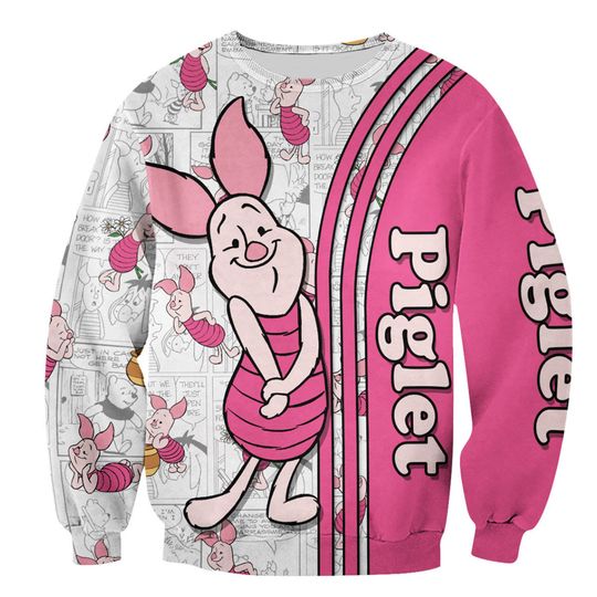 Piglet Pink Comic Book Patterns Disney 3D Sweatshirt