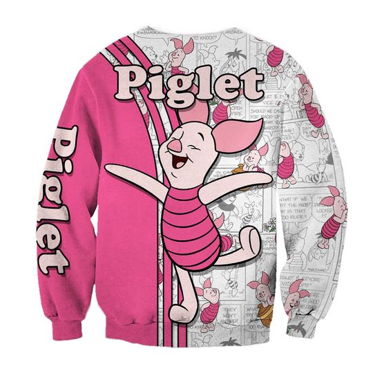Piglet Pink Comic Book Patterns Disney 3D Sweatshirt