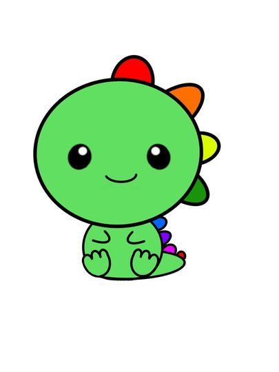 Cute Rainbow Dinosaur Sticker, Waterproof Sticker