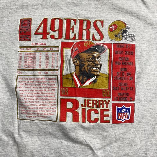 1991 Jerry Rice 49ers Stats T-shirt