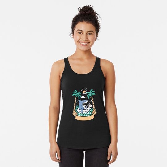Sharks can’t swim Racerback Tank Top