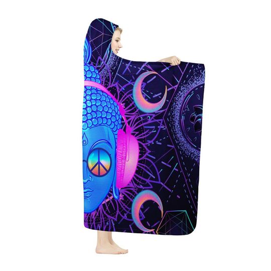Sacred Hippie Buddha Celestial Hooded Blanket