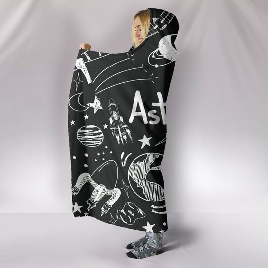 Astronomy Chalkboard Hooded Sherpa Blanket