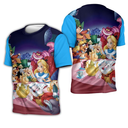 Alice In Wonderland Blue Button Overalls Patterns Disney 3D T-shirts