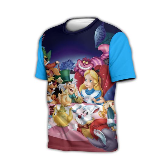 Alice In Wonderland Blue Button Overalls Patterns Disney 3D T-shirts