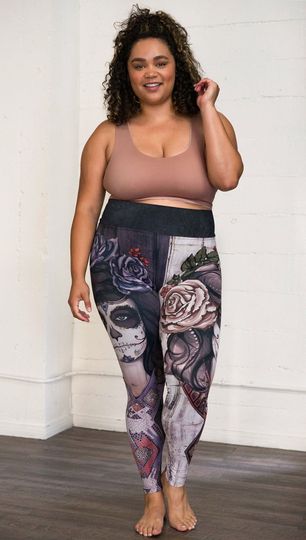 Sugar Skull Leggings with Rose Buds