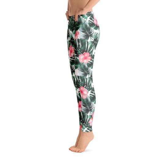 Tropical Leggings, High Waist Leggings